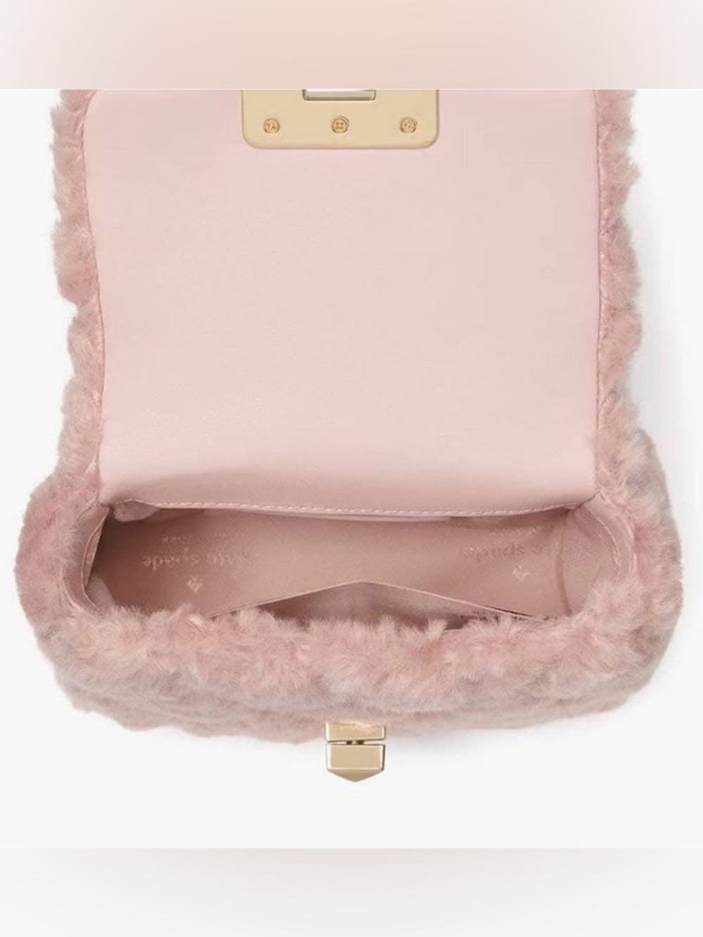 Kate Spade Rose Smoke Faux Fur Quilted Micro Flap Crossbody Bag - Picture 4 of 9